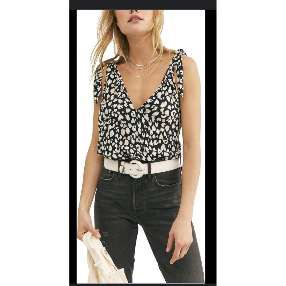 NWT  Intimately Free People Black Floral‎ Tie Strap Laced Bodysuit